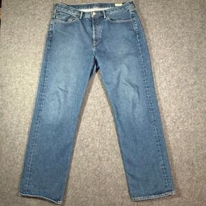 AYR The Slacker Mens Relaxed Straight Leg Jeans Medium Wash Blue 35x32 Made LA